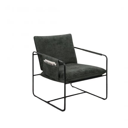 Dark Gray Accent Chair - Metal Frame Living Room Armchair
